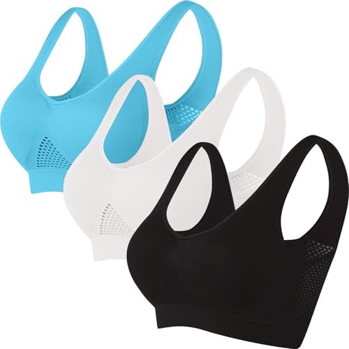 3er-Pack Sport BH Damen Ohne Buegel Push up Yoga Sports BH Klassische Bustier Soft Bequemer Bralette Fitness Dessous Crop Top für Alltag Fitness Sport Outdoor