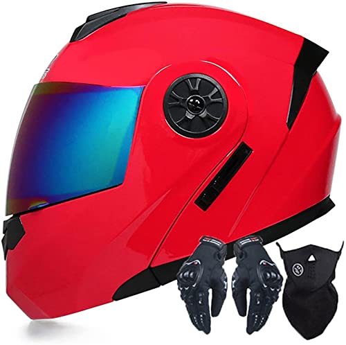 Motorradhelm Klapphelm Motorradabsturzmodulte Helm Für Erwachsene Männer Frauen,DOT/ECE Genehmigte Full Face Racing Motorrad Helm RollerHelm Mit Sonnenblende (Color : I, Größe : XL=61-62cm)