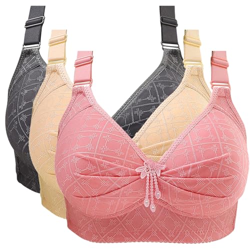 CSHE 3er Pack Sport BH Damen ohne Bügel Push Up Bra Klassische Große Brüste Starker Halt Stretch Dessous Weich Bequem Atmungsaktiv Bralette Minimizer BH Women Sport BHS für Alltag