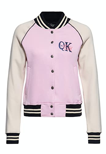 Queen Kerosin Damen College Sweatjacke | Stickerei | Regular Fit | Retro | Vintage Style | Sweat Jacke | Baseball Jacke | Rockabella | 50S Poodle Lounge