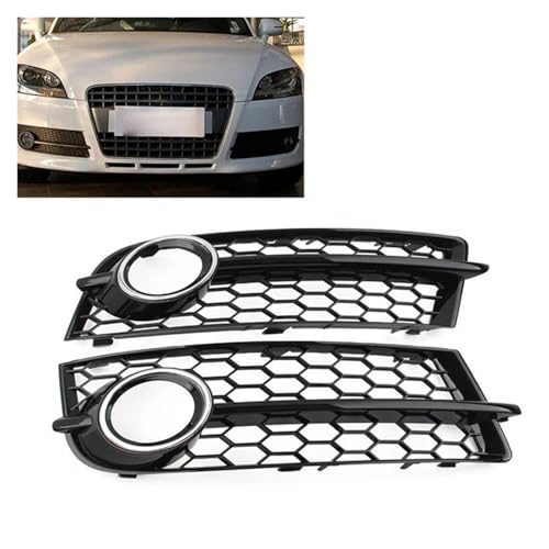 Frontgrills Für Für TT 8J 2006-2014 Front Stoßstange Honeycomb Mesh Licht Abdeckung Auto Nebel Lampe Kühlergrill Front Bumper Grille(Chrome Silver)