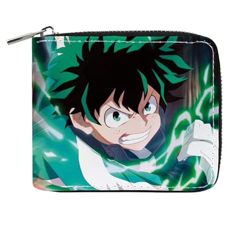 RYNDEX My He-ro Academ-ia Anime Wallets, Geldbörse Leder mit Reißverschluss, Mädchen Geldtasche mit Münzfach und Geldscheinfach(Color:Multicolor 12)