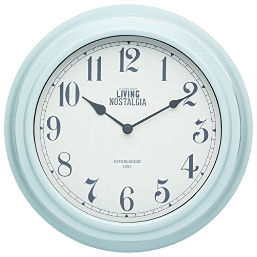 Kitchen Craft, Living Nostalgia Collection, Wanduhr, für Innnenräume, 25,5 cm, Vintage-Look, Blau