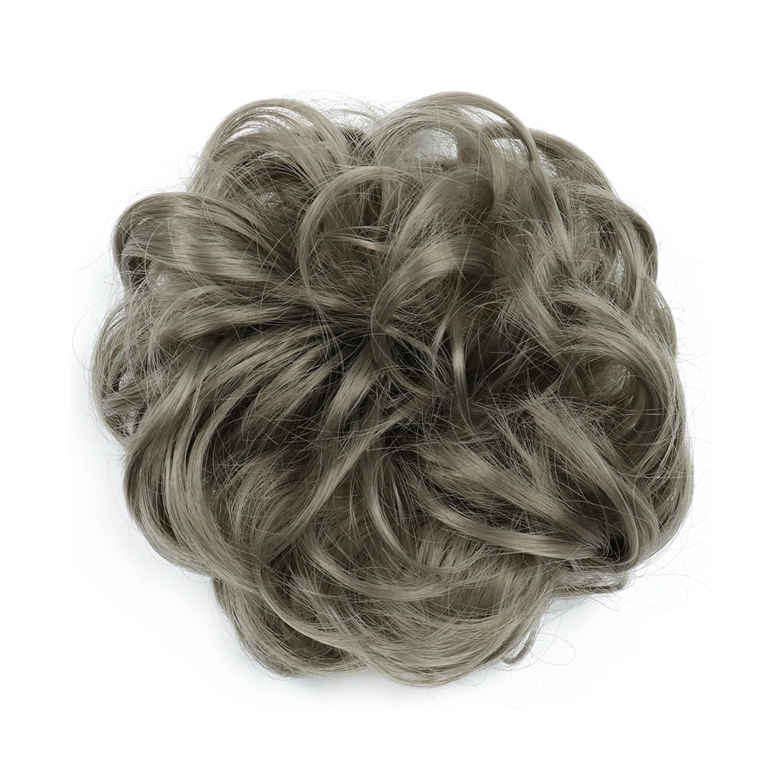 Haarteil Haargummi Synthetischer Haarknoten, unordentlicher Chignon, Pferdeschwanz, Haarverlängerung, elastisches Gummiband, Haargummis for Frauen, blond, braun, gewellter Dutt Haarverlängerung(Q-171)