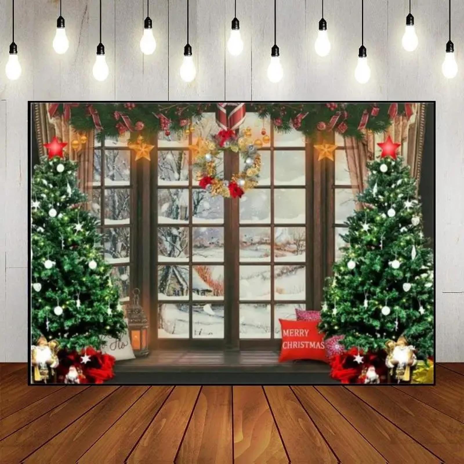 Frohe Weihnachten Weihnachtsmann Hintergrund Poster Dekoration Baby Dusche Tapete Foto Claus Lebkuchen Haus Fotografie Kulissen 210X150cm