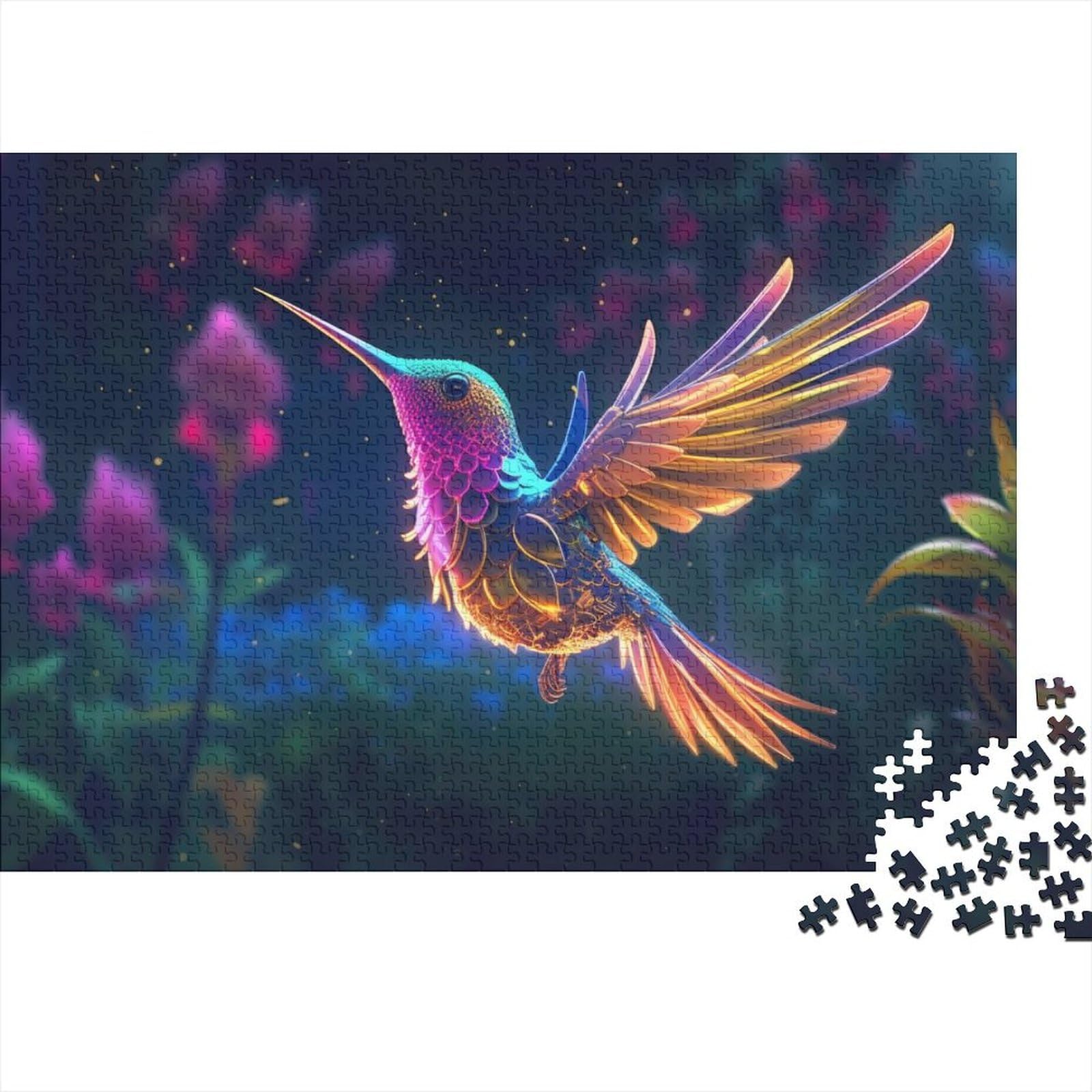 Schwierige, anspruchsvolle Puzzles, 1000-teiliges Kolibri-Holzpuzzle für Erwachsene, Holzpuzzle für Erwachsene Teenager (Größe 75x50cm)