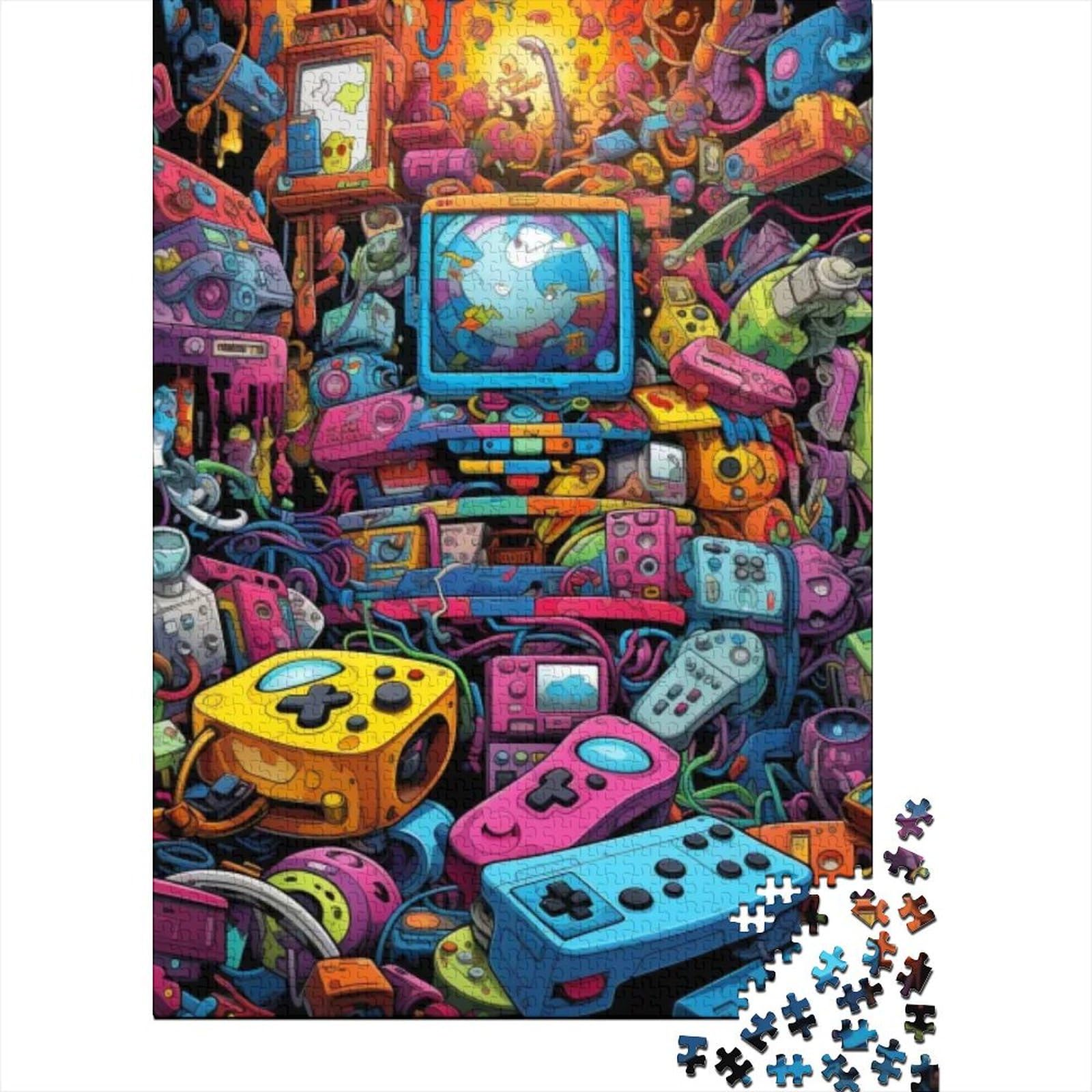 Retro-Gamepad, Holzpuzzle für Erwachsene, Puzzles, schwierige und anspruchsvolle Puzzles mit 1000 Teilen, schwierige und anspruchsvolle Puzzles mit 1000 Teilen 29,53x19,69 Zoll