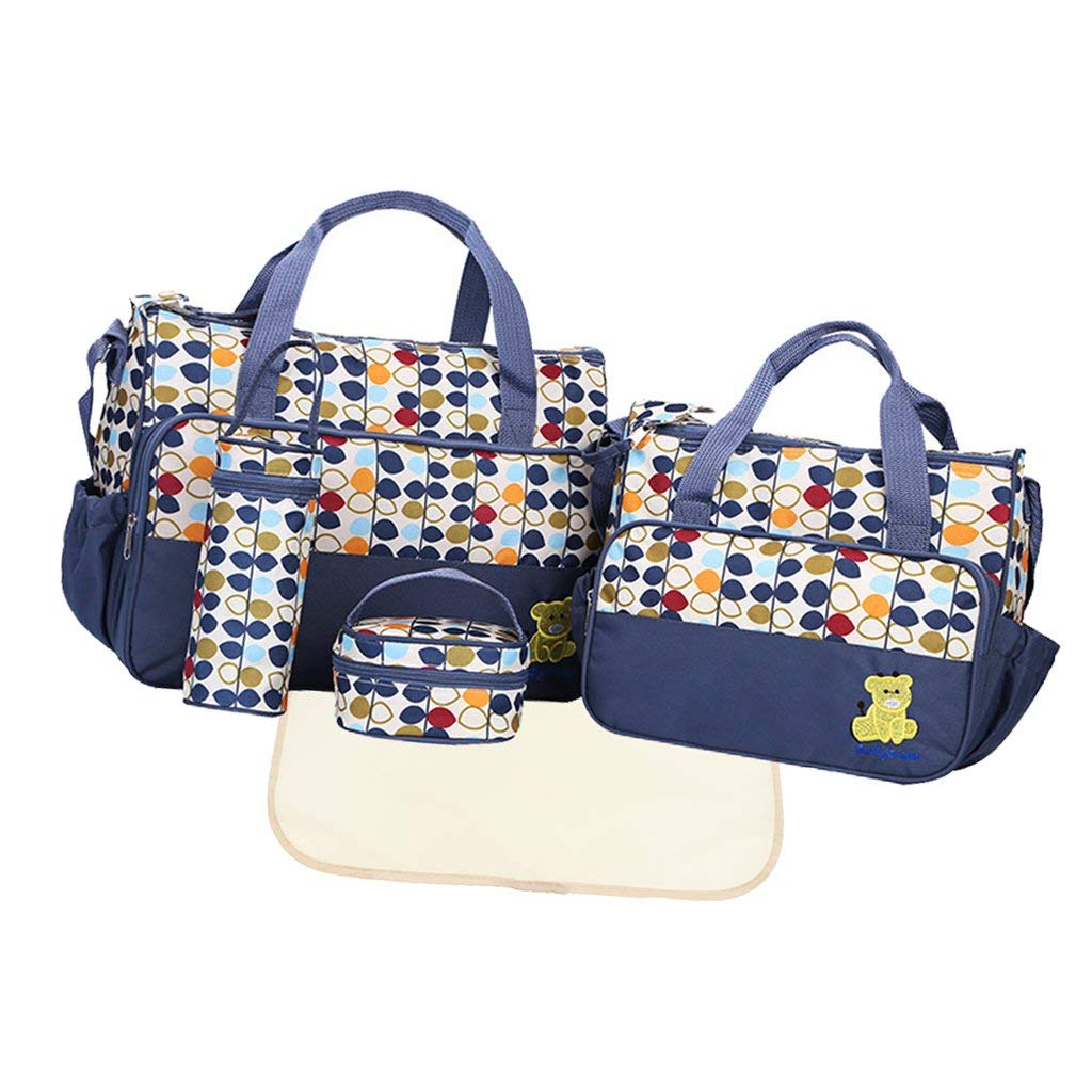 Tubayia Baby Wickeltasche Set Wasserdicht Babytasche Pflegetasche Muttertasche für Unterwegs (Dunkelblau)