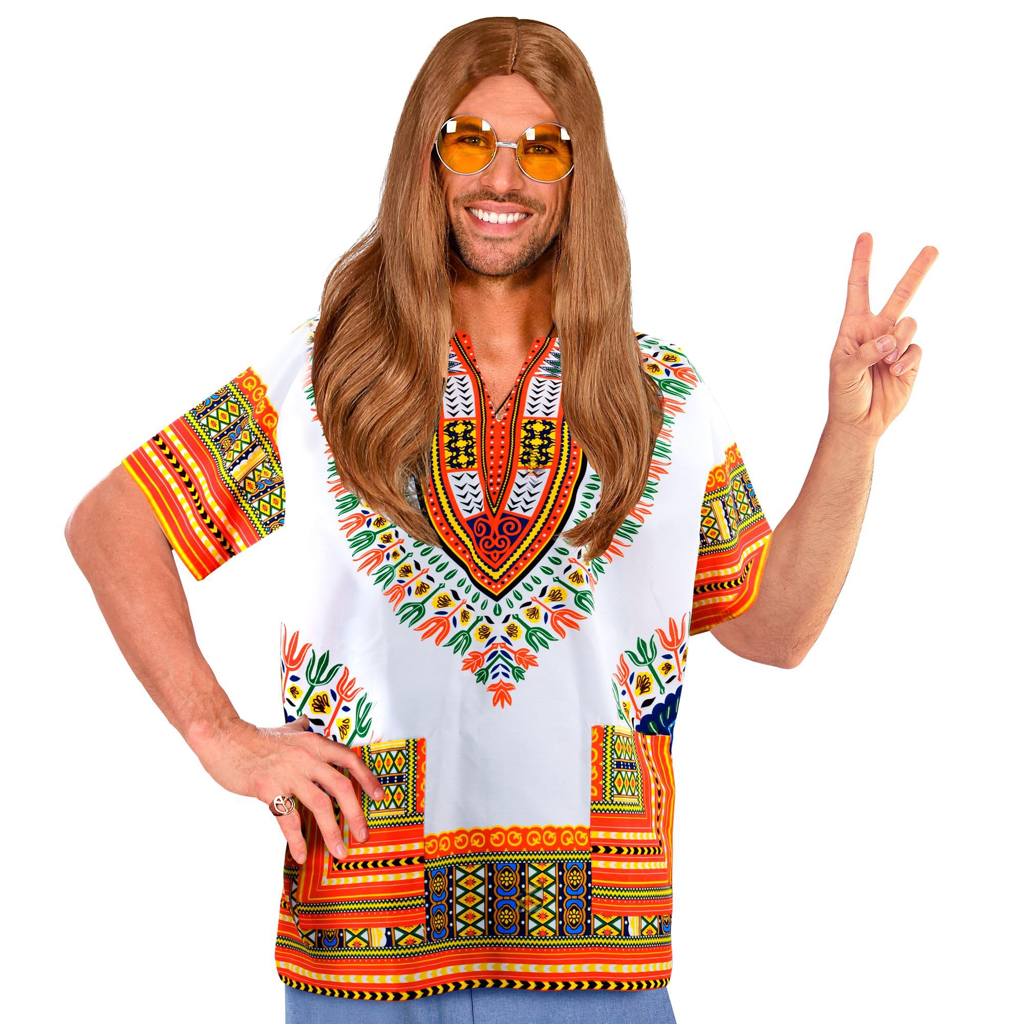 W WIDMANN MILANO Party Fashion - Kostüm Dashiki, 60er Jahre, Hippie, Flower Power, Peace, Reggae, Schlagermove