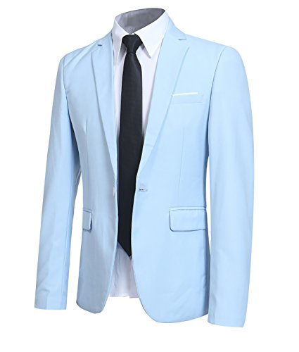 Allthemen Sakko Herren Slim Fit Sportlich Anzugjacke Herren Blazer für Business Hochzeit Freizeit Hellblau S