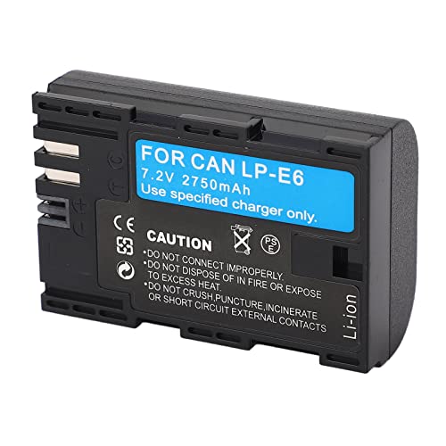 LP-E6 Akku füR Canon R5 R6 6D 7D 7D Mark II 60D 70D 80D 90D 5D Mark II Mark III Mark IV 5DS 5DS R Kamera, DSLR-Kamera-Ersatzakku, 2750 MAh