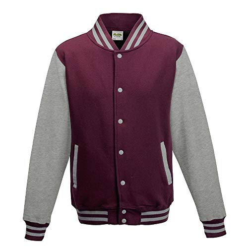 Just Hoods - Unisex College Jacke 'Varsity Jacket' BITTE DIE JH043 BESTELLEN! Gr. - XXL - Burgundy/Heather Grey