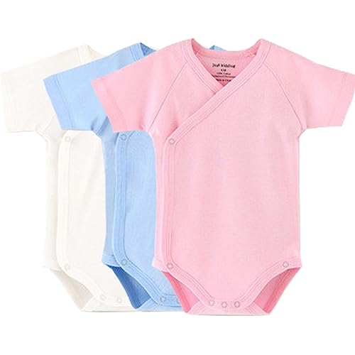 Blueleyu Baby-Bodysuit für Babys, kurzärmelig, Baumwolle, für Kleinkinder, Solide (3er-Pack), 68