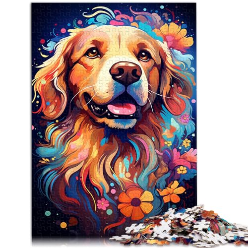 Puzzle für Puzzle Exotischer bunter Golden Retriever-Hund Puzzle für Erwachsene 1000 Teile Holzpuzzle Familienaktivität Puzzle 1000 Teile (50x75cm)