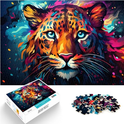 Puzzles Buntes, schönes Leoparden-Puzzle für Erwachsene, 1000 Teile, Holzpuzzle, Familienspiel, Stressabbau, schwieriges Herausforderungspuzzle, 1000 Teile (50 x 75 cm)