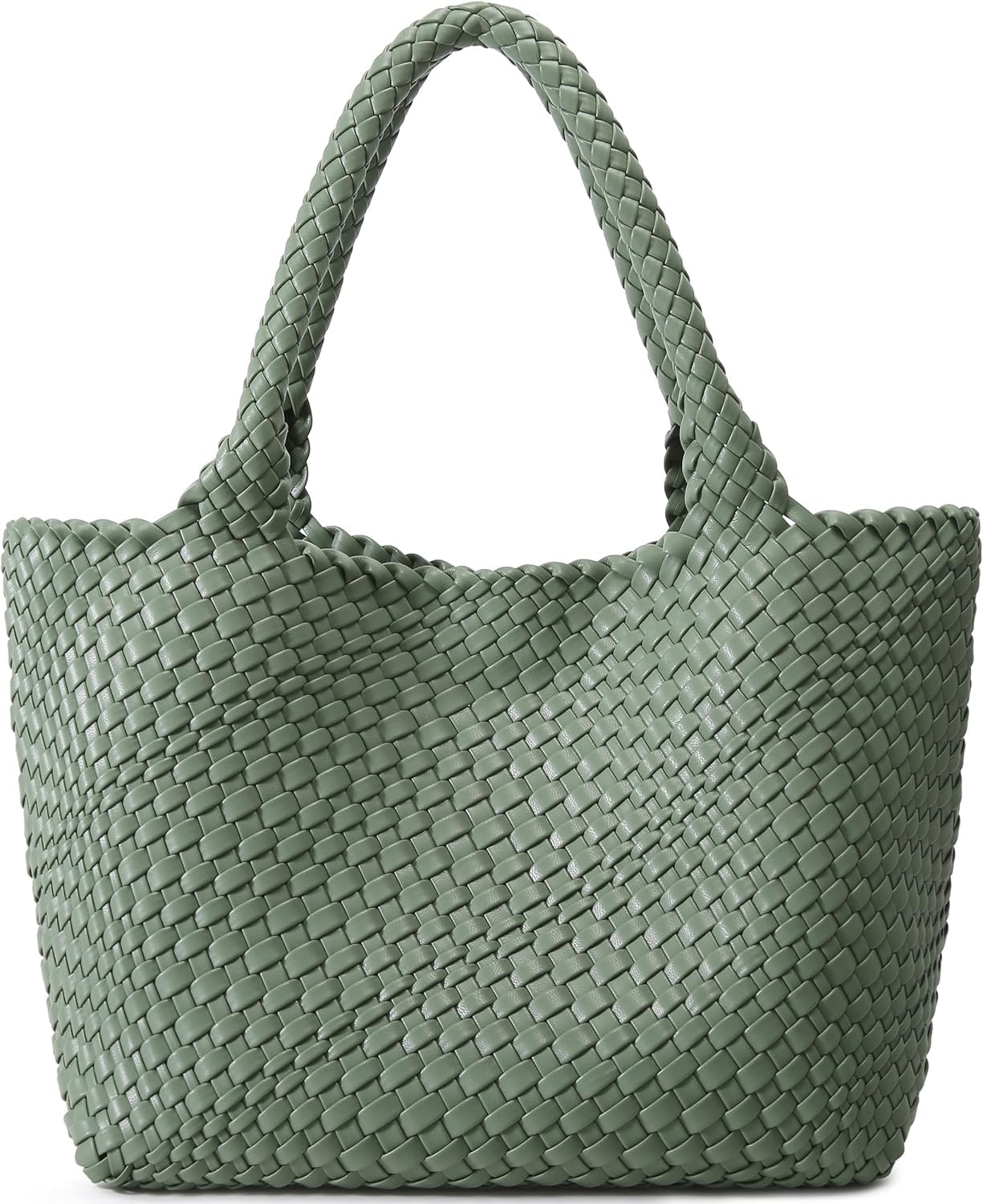 Damen 1135 Gewebte Tragetasche, Schultertasche, HOBO-Tasche, Bohnengrün