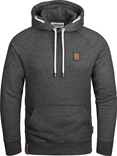 Grin&Bear Herren Kapuzenpullover mit Inside Out Hood String anthrazit, S, GEC484