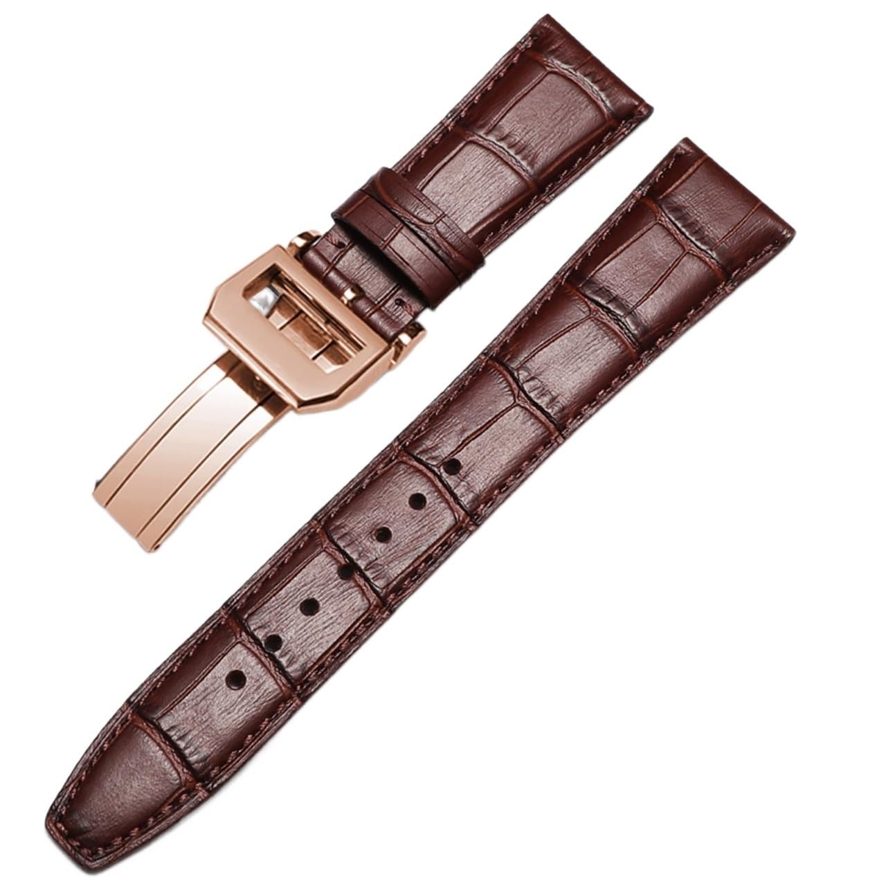 SCRUBY Beobachten Sie Armband für IWC Pilot Watches Portofino Portugieser Männer Strap Watch Accessorie Real Leder Uhren Band Uhrengürtelkette(Brown-RoseGoldClasp2,22mm)