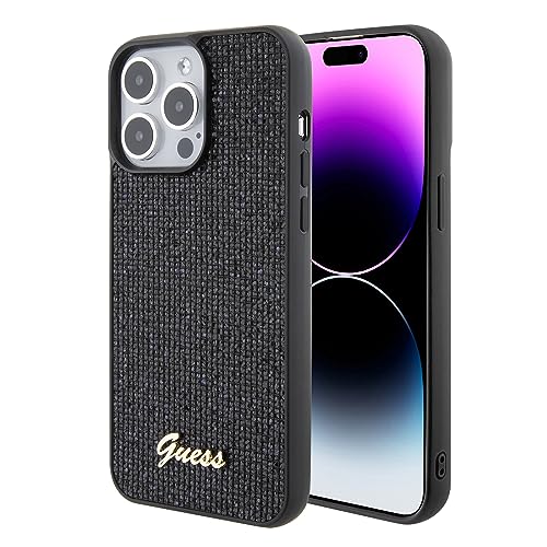 Guess GUHCP15XPMSDGSK Hülle für iPhone 15 Pro Max 6.7" Schwarz hardcase Disco Metal Script