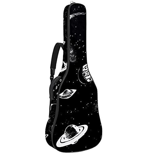 Gitarrentasche Schutz- und Transporttasche für akustische und klassische Gitarren wasserfest und gepolstert Weltraum-Planeten-Universum 108.9x42.9x11.9 cm