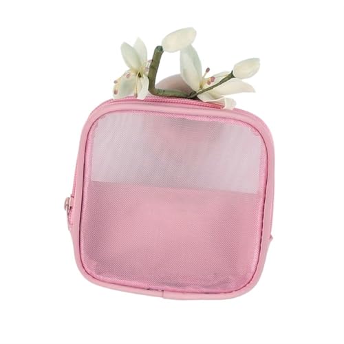 Mesh Transparent Kosmetik Taschen Kleine Große Rosa Schwarz Make-Up Tasche Tragbare Reise Kulturbeutel Organizer Lippenstift Lagerung Tasche Kosmetiktasche Set(S Pink)