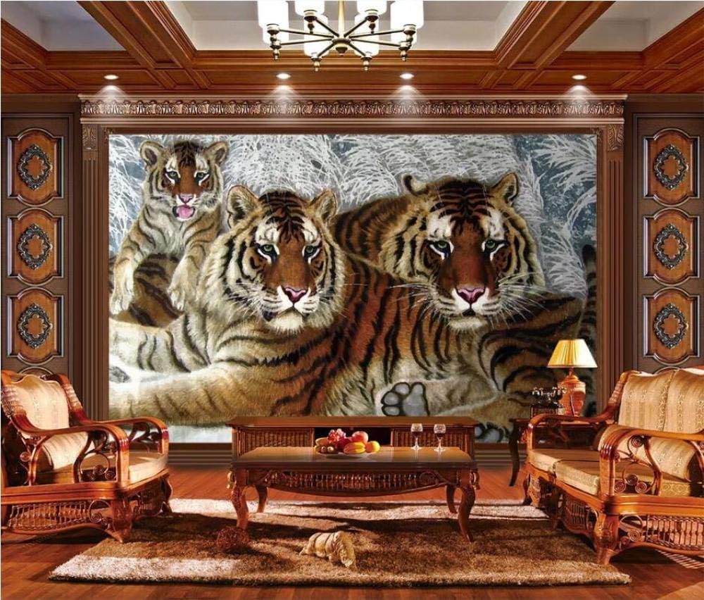 Tiere Tiger 3D Tapete Poster Restaurant Schlafzimmer Wohnzimmer Sofa TV Dekorative Wand-200cm×140cm