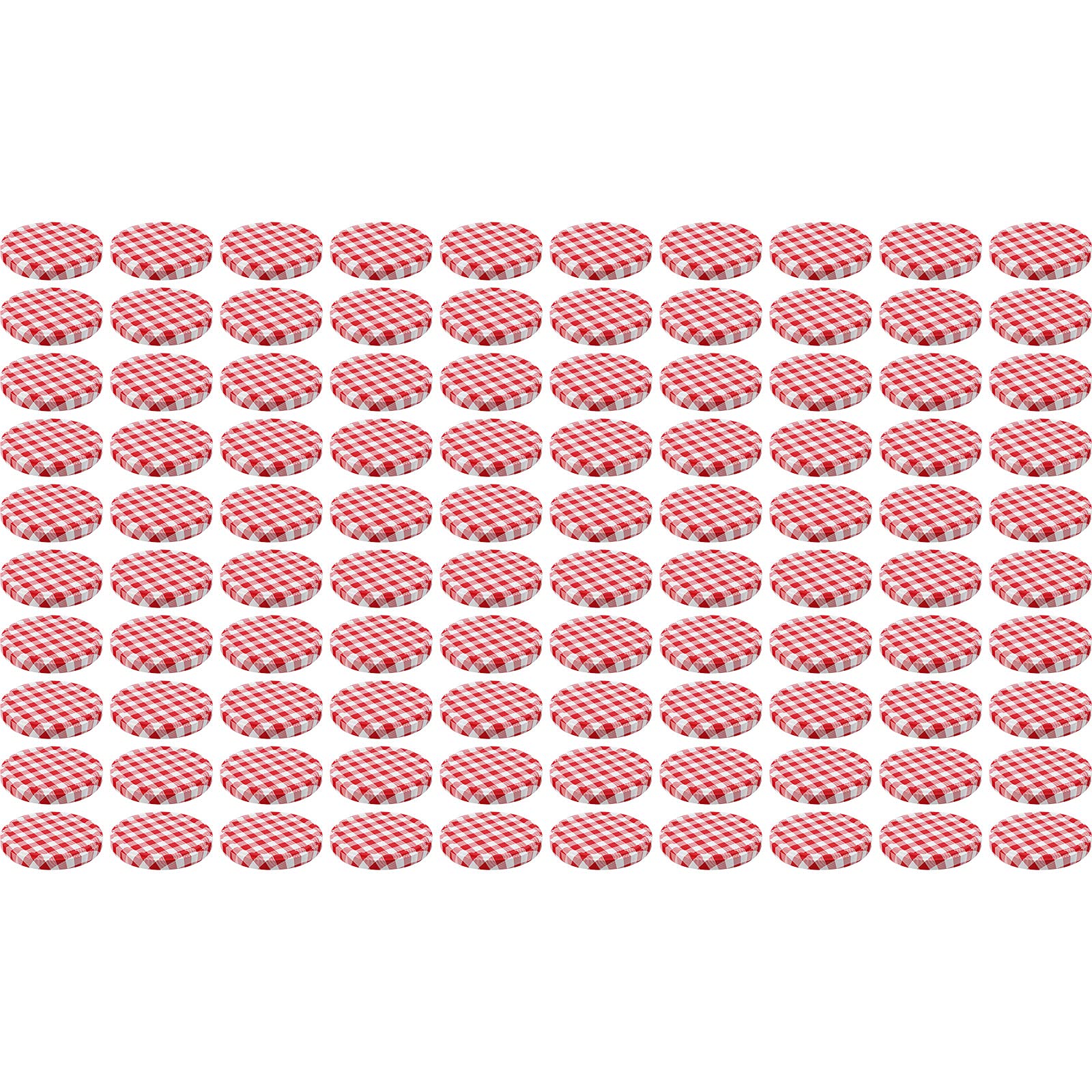 WELLGRO® Einmachdeckel To 82 - rot kariert, Metall, Ersatzdeckel für Einmachglas - verschiedene Mengen wählbar, Stückzahl:100 Stück