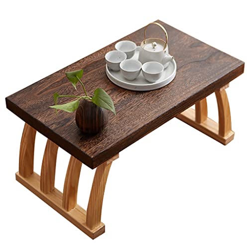 Retro-Couchtisch, Couchtisch, Tisch mit gewölbten Füßen, Erkertisch, japanischer Tatami-Tisch, geeignet für Wohnzimmer und Schlafzimmer (Farbe: Braun, Größe: 60 x 35 x 30 cm) (Braun 80 x 39 x 30 cm)