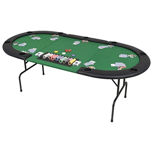 AJJHUUKI Home Items, zusammenklappbarer Pokertisch für 9 Spieler, 3-fach, oval, Grün, Anzugmöbel