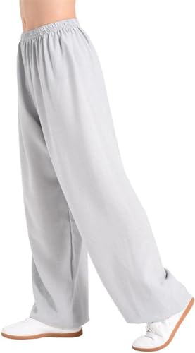 Kampfsport-Tai-Chi-Trainingshose für Herren und Damen, Tai-Chi-Hose, chinesisches Kung-Fu, Qigong, Shaolin, Pumphose mit weitem Bein, elegante Uniform, Kung-Fu-Hose, Yoga-Hose, Jogginghose,grey-L