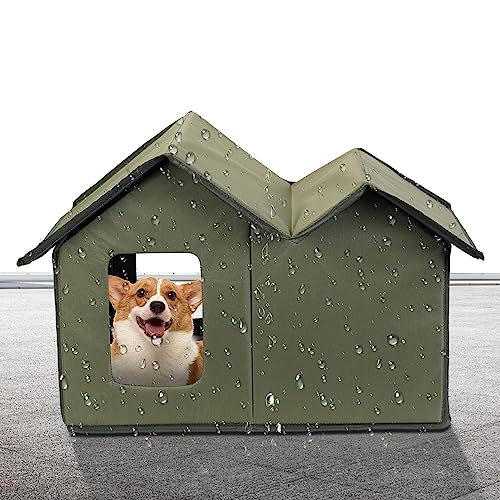 Hundehütte Im Freien, Faltbare Hundehütten Für Kleine Und Mittelgroße Hunde, wasserdichte Katzenhöhle, Hundehütte Aus Oxford-Stoff Und Wabenbrett, Haustierhütte Mit Transparentem Fensterdesign