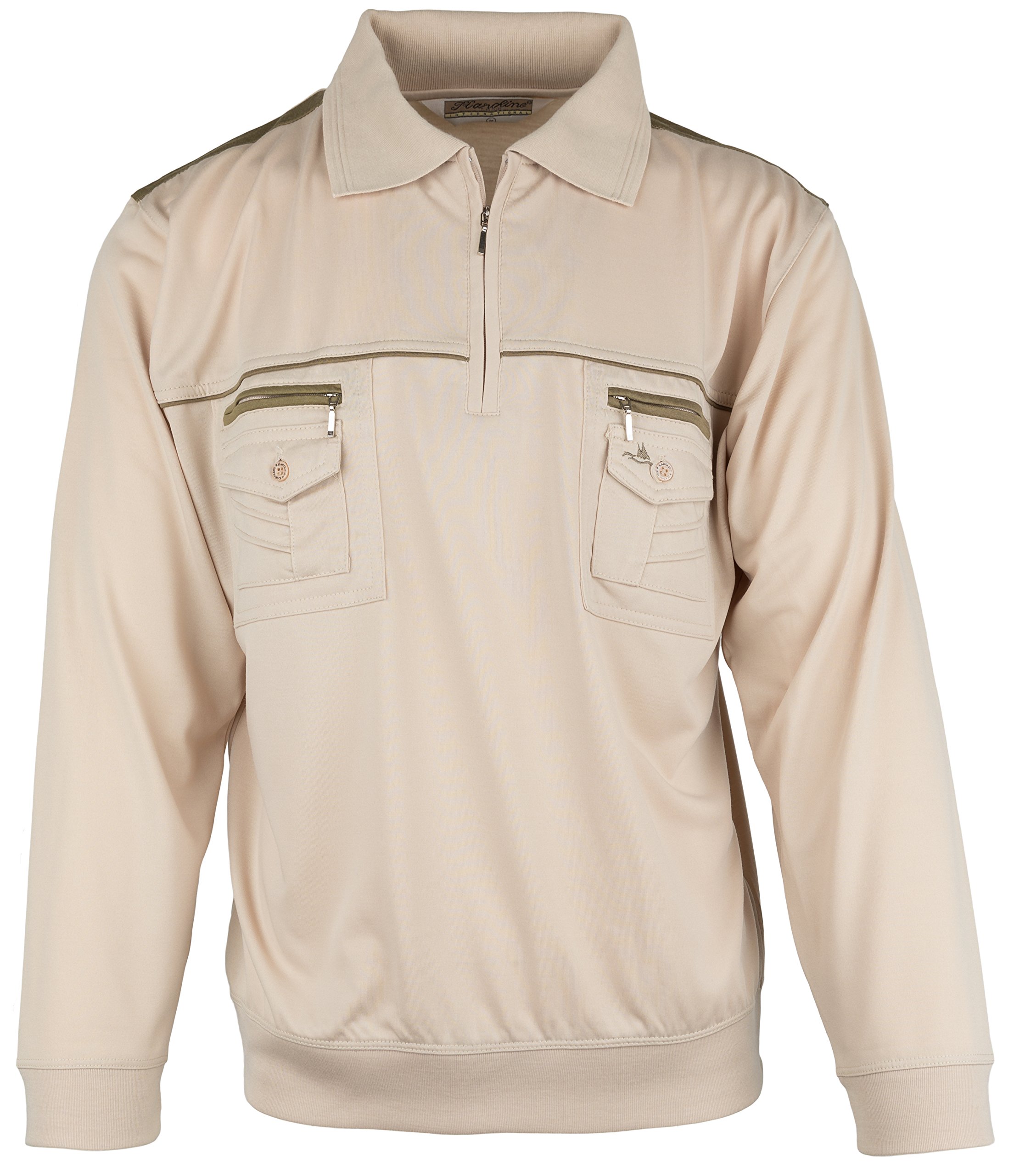 SOUNON Langarm-Poloshirt für Herren Sandbeige (M1), Groesse: 3XL