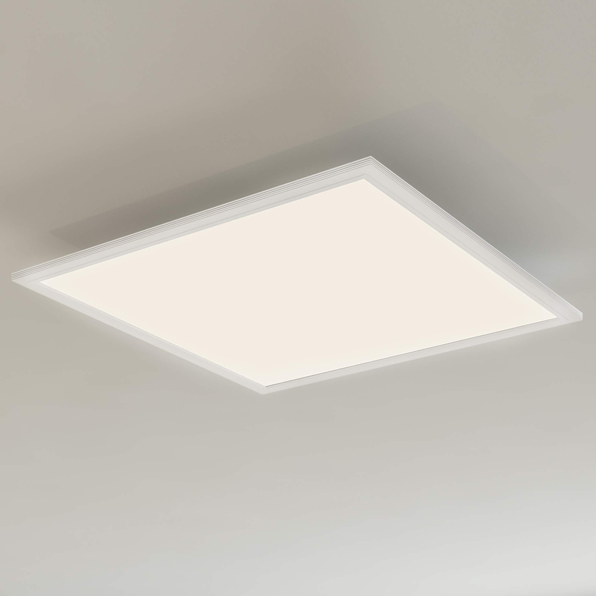 Briloner Leuchten - LED Deckenleuchte-Panel mit Bewegungssensor, ultraflach, Deckenlampe 38W, 4.100 Lumen, Tageslicht Sensor, quadratisch, weiß, 59.5 cm