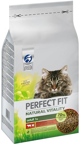 Perfect Fit Natural Vitality Adult 1+ – Trockenfutter für erwachsene Katzen ab 1 Jahr – Rind & Huhn – Unterstützt die Vitalität – 6 kg