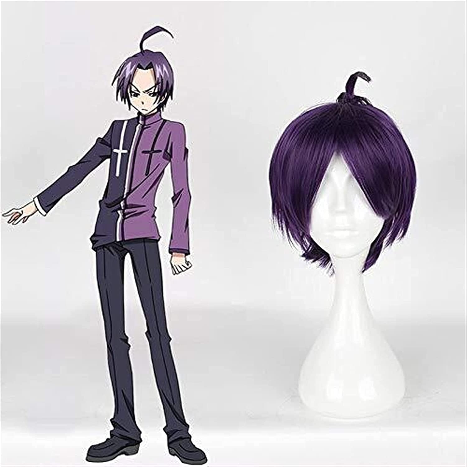 LINLINCD-Anime Coser Wig Anime ServeM Cosplay Wig Misono Arisuin Violett Ahoge Cosplay Perücke Hitzebeständig Halloween Karneval Party Unisex Perücke+Perücke