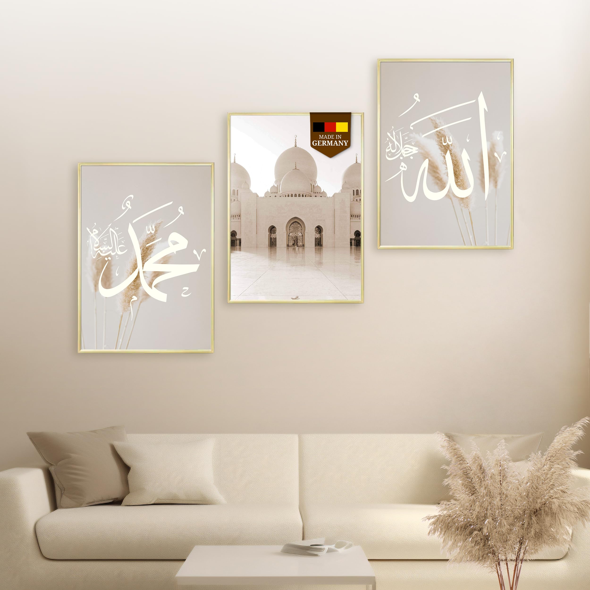 HAVA Artwork Abu Dhabi Poster Set, Islamische Poster, Islamische Bilder, Islamische Dekoration, Islamische Geschenke, Bilderrahmen, Allah Wandbild