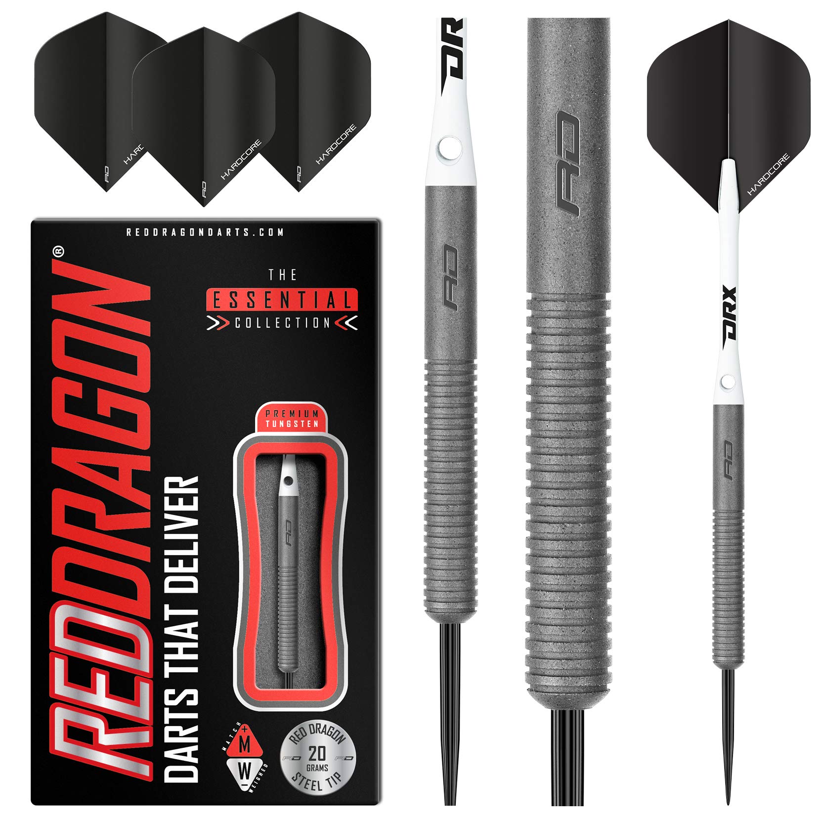 RED DRAGON Wayne Warren 20 Gramm Wolfram Darts Set mit Flüge und Schäfte