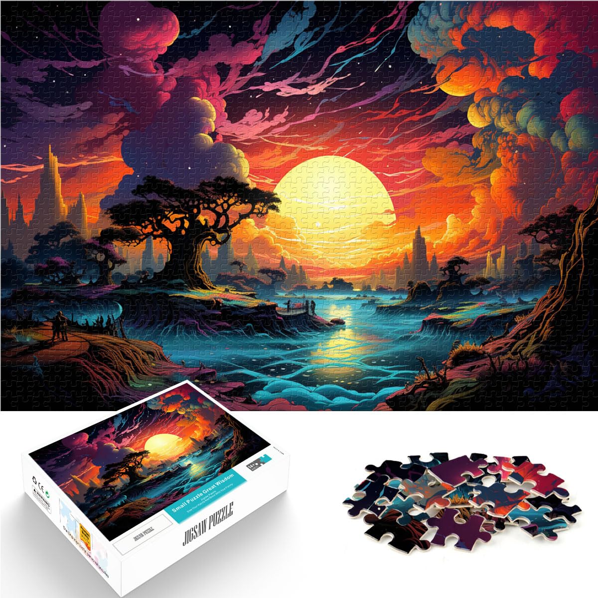 Puzzle Die farbenfrohe Psychedelie von Lonely Island, 1000-teiliges Puzzle für Erwachsene, Holzpuzzle, Spielzeug, Wanddekoration, 1000 Teile (50 x 75 cm)