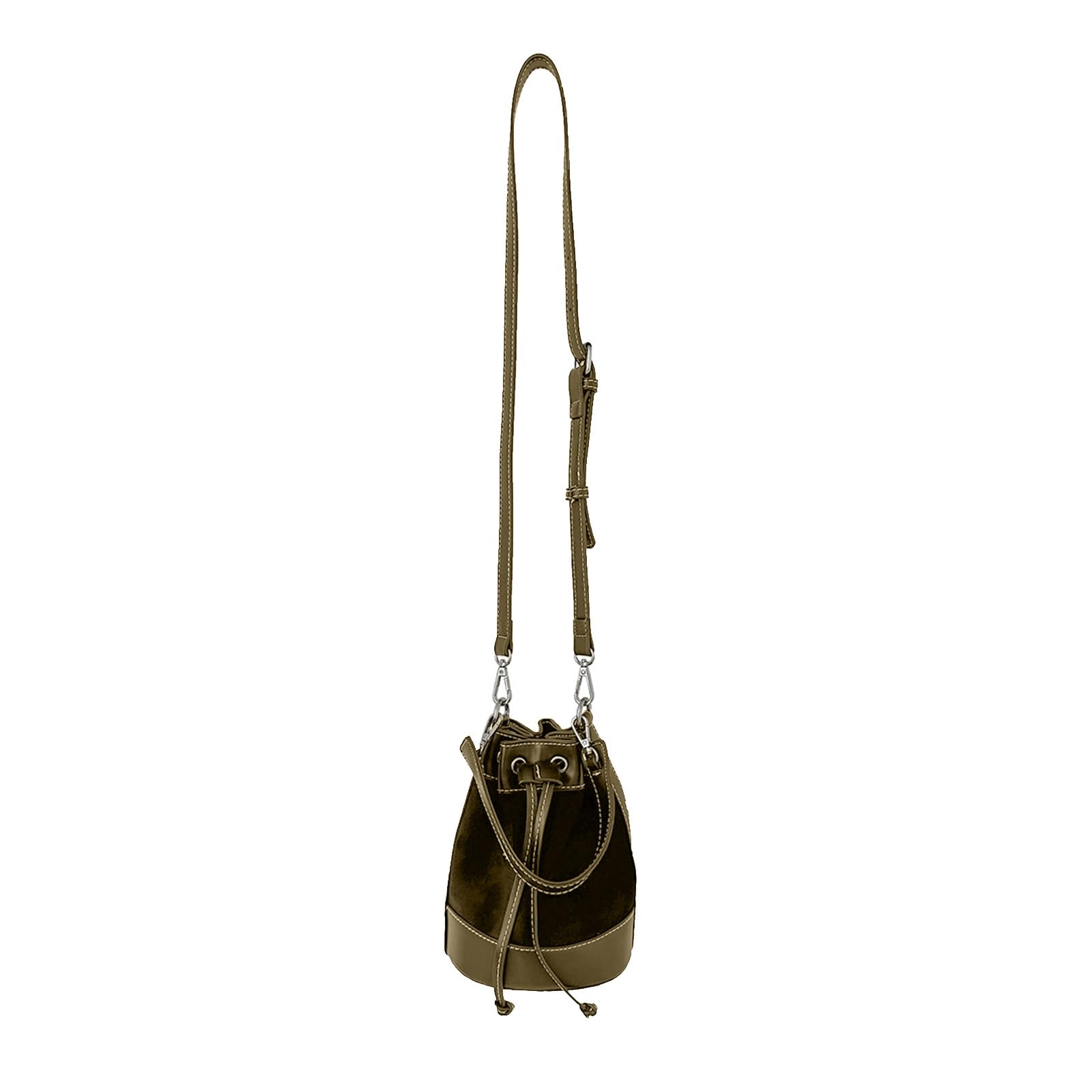 ohodhmnu Damen Tragetasche, 2023 Kordelzug Schultertasche Bucket Bag Einfache Mode Crossbody Tasche Große Kapazität Vielseitige Plüschtasche für Frauen Mädchen, grün, With pendant