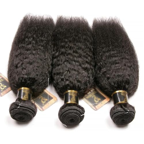 Human Hair Bundles Brasilianische Bundles Yaki Gerade Menschliches Haar 8a Nicht-Remy Haar Verworrene Gerade 3 Bundles Natürliche Farbe Dicke Bundles human hair weave (Color : Natural Black, Size :