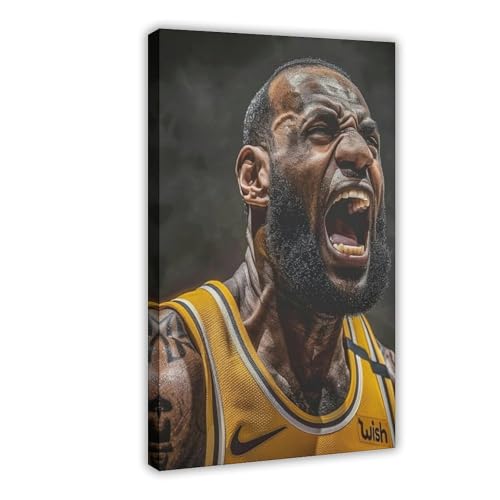 HACERR Poster auf Leinwand, Motiv: Lebron James, Wandkunst, Dekordruck, Gemälde für Wohnzimmer, Schlafzimmer, Dekoration, 60 x 90 cm