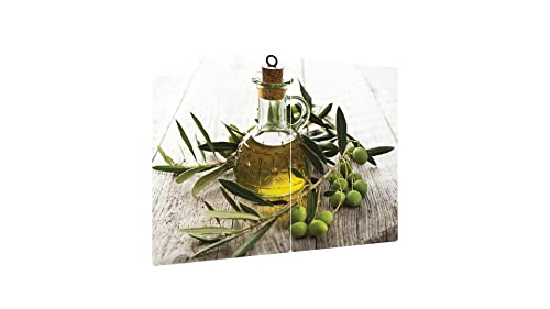 ALLboards Glas Herdabdeckplatte Schneidebrett Olivenöl Olive Olivenbaum Olea Ölbaum Olivenduft Duft 2er Set Multi-Platte Arbeitsplatte Herdschutz Deko für Küchen Gehärtetes Glas, 2 Stück - 52x30cm