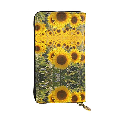 DMORJ Gelbe Sonnenblume Floral Leder Lange Clutch Geldbörse: 19 x 10 cm Bequem Leicht Wasserdicht Langlebig Schönes Geschenk, Schwarz, Einheitsgröße, Schwarz , Einheitsgröße