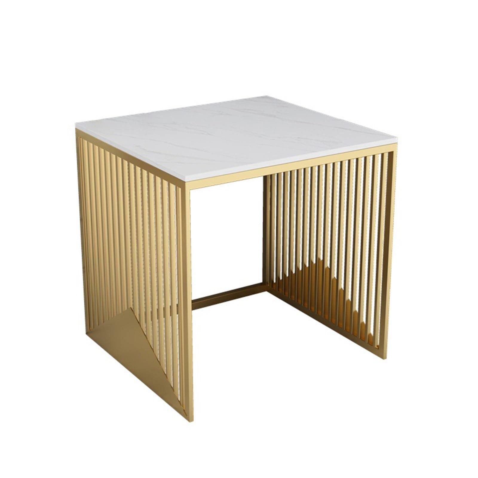 FUHAI-666 Leichter Luxus-Beistelltisch, Sofa-Ecktisch, Kehrroboter, Organizer, Regal, Ablage, Eisen, Haushalts-Felsplatte, kleiner Couchtisch(Gold Frame,50x40x63cm)