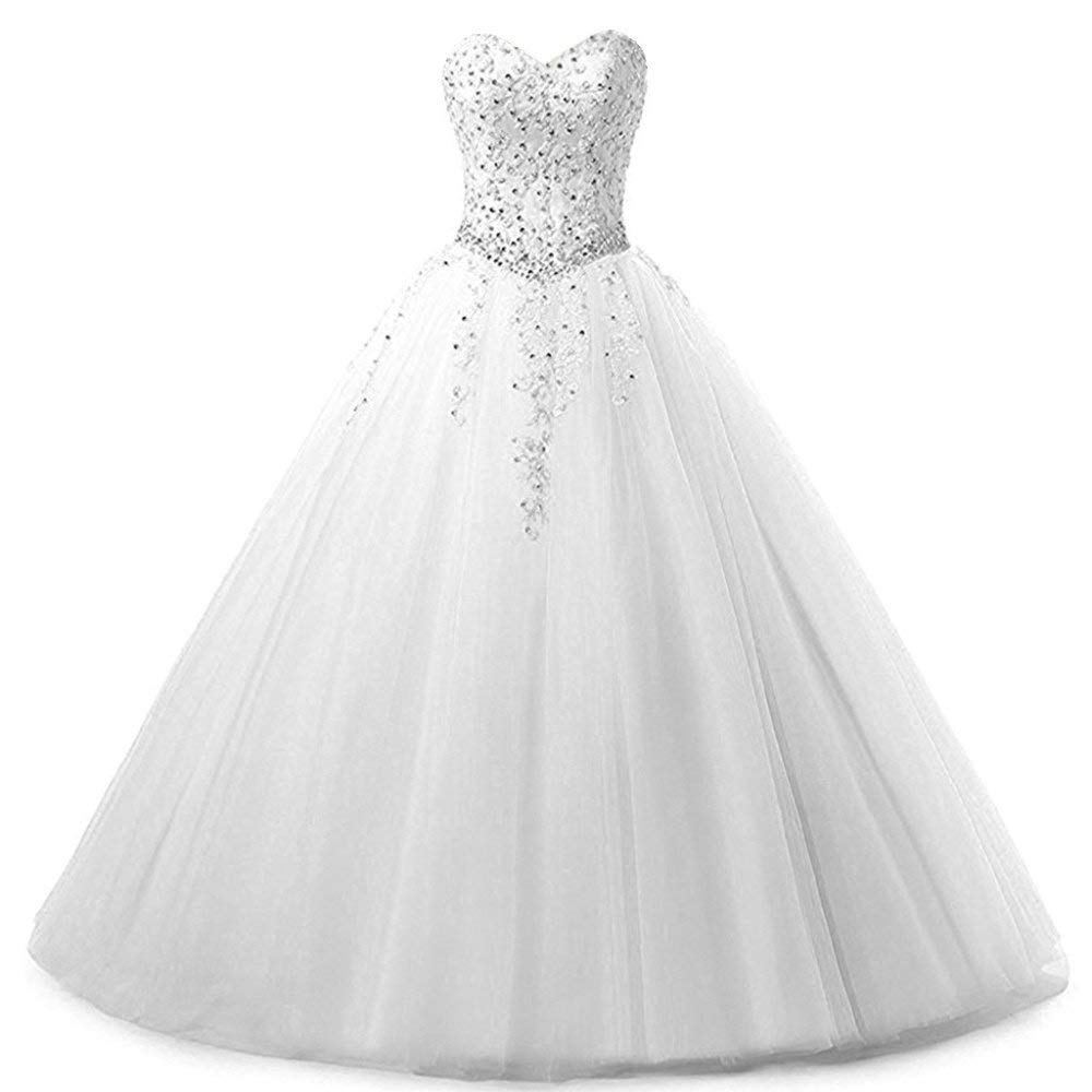 Zorayi Damen Liebsten Lang Tüll Formellen Abendkleid Ballkleid Festkleider Weiß Größe 60