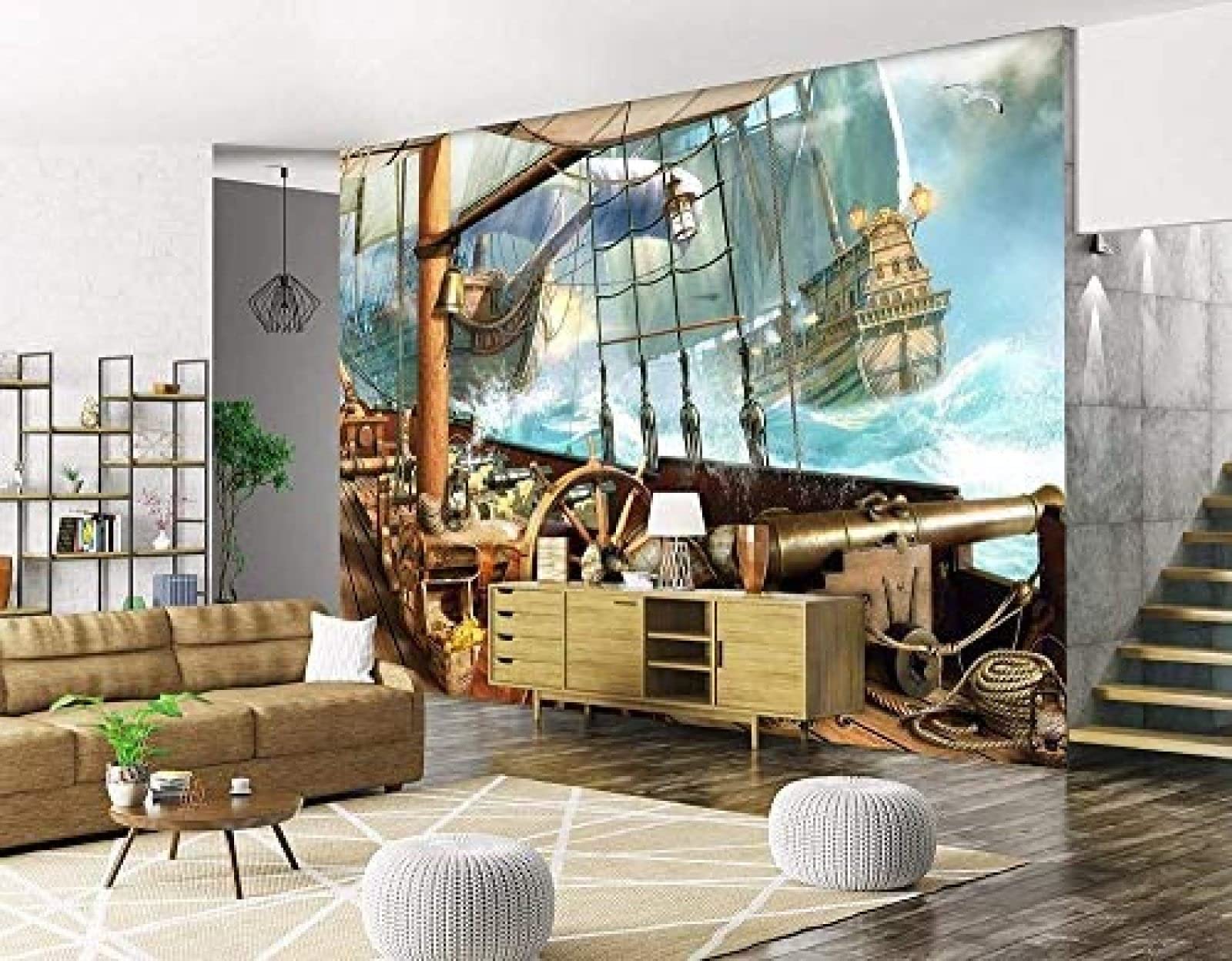 Fototapete Piratenschiff Galeone Wandbild Mustertapete Seidentapete Kinderzimmer Karavelle Karibik 3D Tapete Vlies Effekt Tv Die Fototapete Wandbild Wohnzimmer Schlafzimmer-200cm×140cm