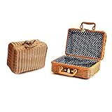 Kosmetik-Aufbewahrungsbox, tragbar, Rattan-Handtasche, Umweltschutzmaterial, Nachahmung von Rattan, Retro-Koffer, Kosmetik-Aufbewahrungsbox, dekorativer Make-up-Koffer (Farbe: B, Größe: 40 x 30 x 19