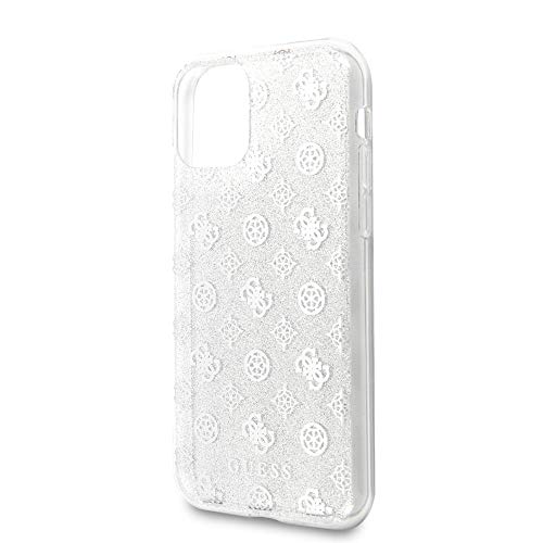 Guess Handyhülle für iPhone 11 Pro Hard Case PC/TPU mit Glitzer Finish 4G Pfingstrose Collection Silber | Leicht zugängliche Anschlüsse | Fallschutz Hülle | Offiziell lizenziert