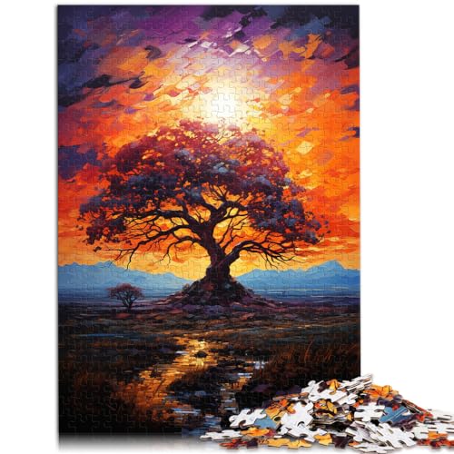 Puzzles, Geschenke, Spielzeug, Bunter Psychedelischer orangefarbener Sonnenuntergang, Puzzle für Erwachsene, 1000 Teile, Holzpuzzle, Mitmachspiel, Heimdekorationspuzzle (50 x 75 cm)