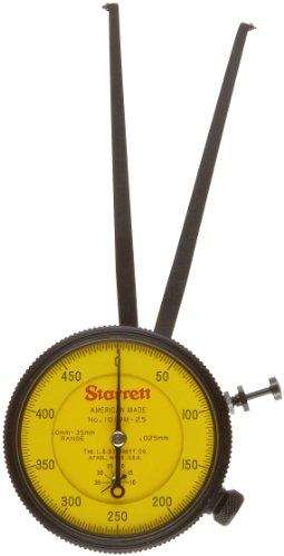 Starrett 1019 m-25 Messschieber, spitz Kiefer, gelb Gesicht, 10–35 mm Range, -2 mm Genauigkeit, 0,025 mm Auflösung